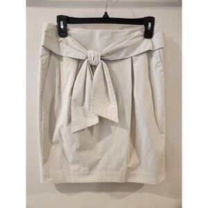 Banana Republic Womens Beige Bow Tie‎ Waist Pencil Skirt Size 2 Gray Academia
